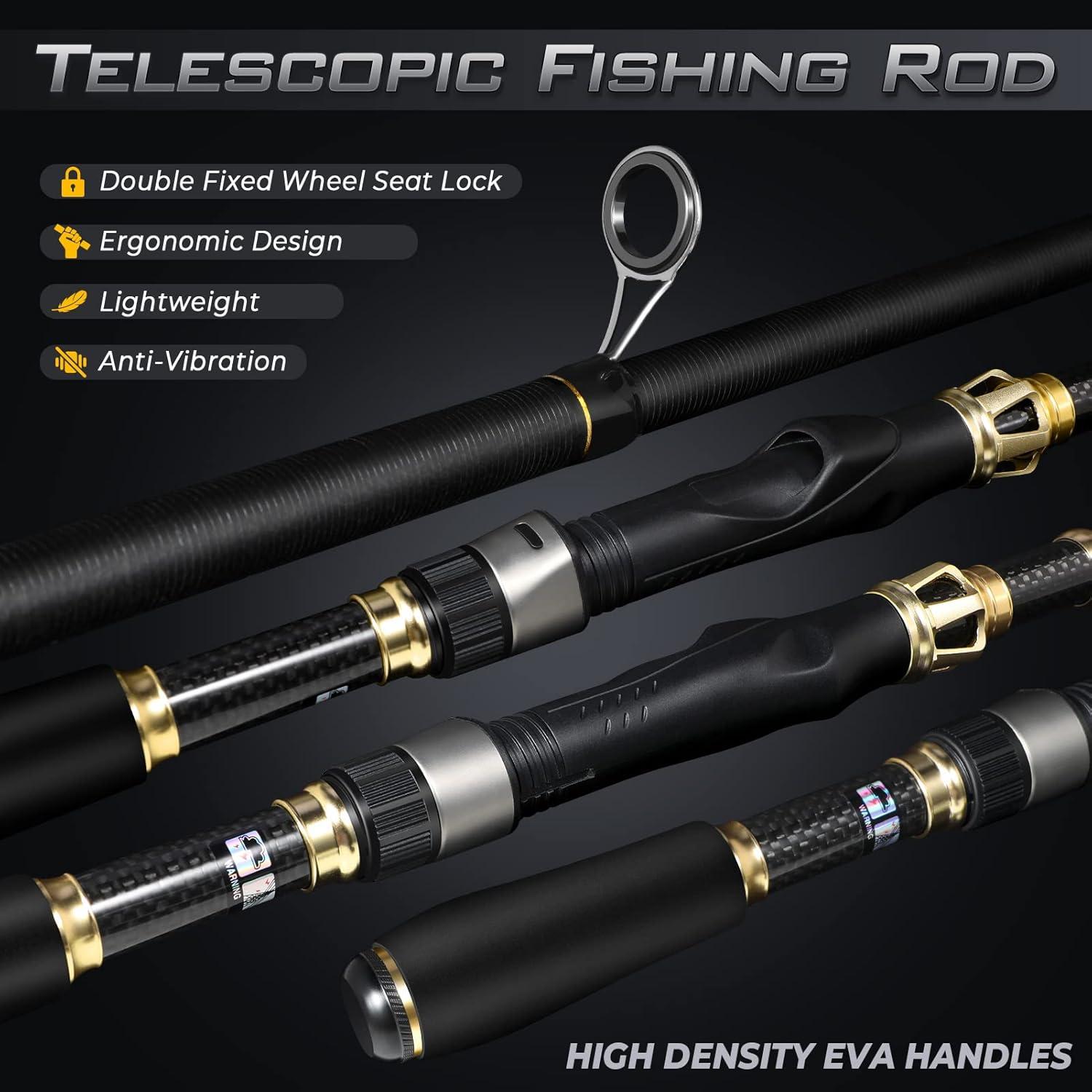 image:imagePLUSINNO Fishing Rod and Reel ComboFishing PoleTelescopic Fishing Rod Kit with Spinning Reel Telescopic Fishing Pole with Carrier Bag for Freshwater Saltwater for Men WomenElite Hunter Single Fishing RodNo Reel Lure