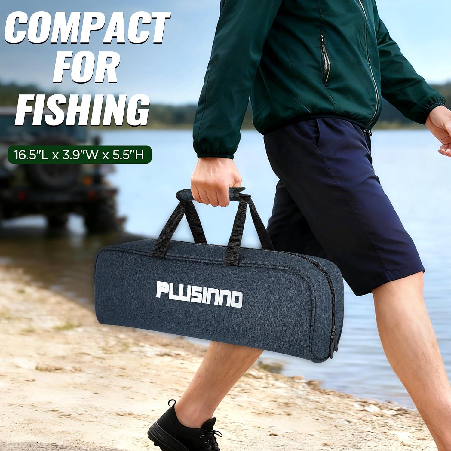 image:imagePLUSINNO Fishing Rod and Reel ComboFishing PoleTelescopic Fishing Rod Kit with Spinning Reel Telescopic Fishing Pole with Carrier Bag for Freshwater Saltwater for Men WomenFull Kit with Carrier Case
