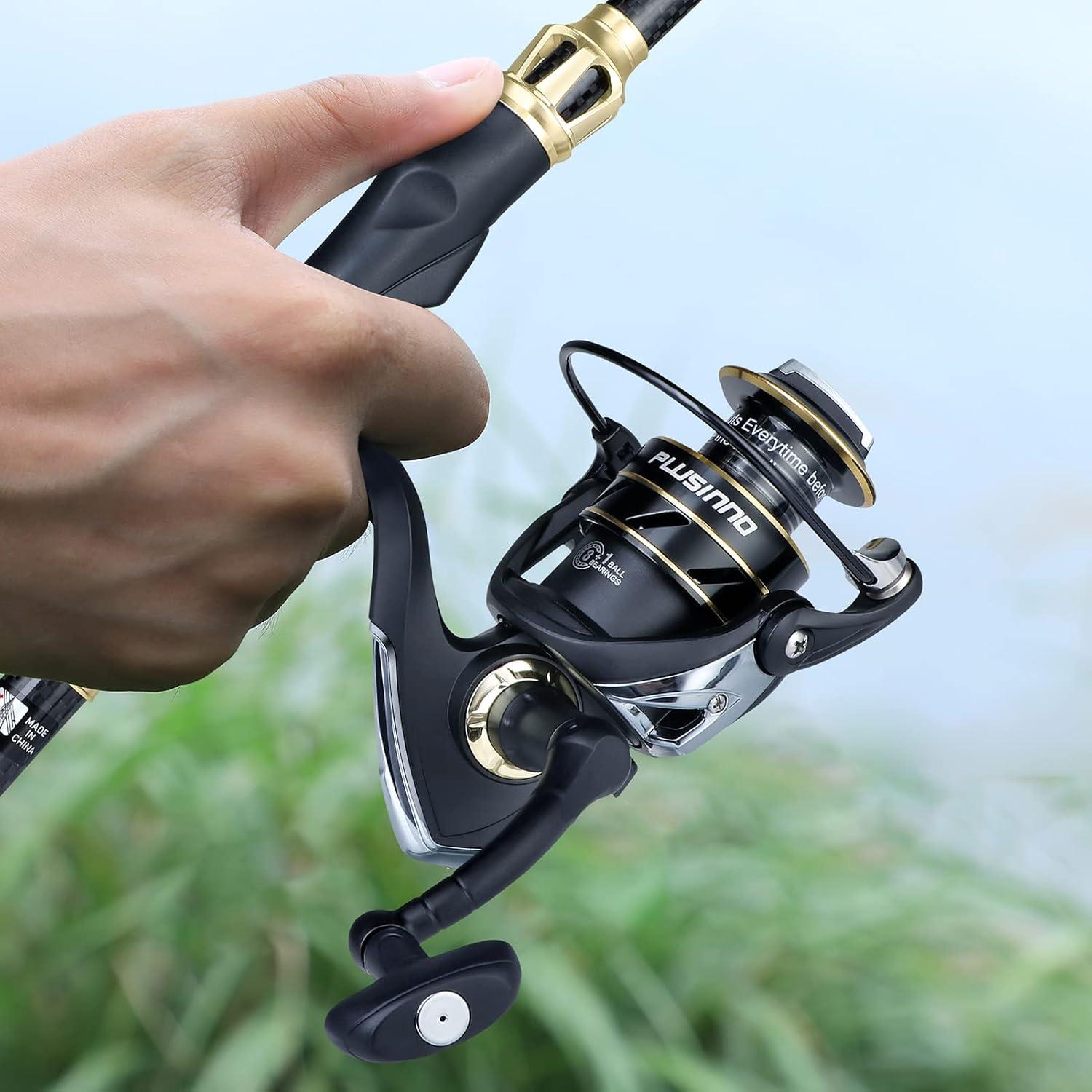 image:imagePLUSINNO Fishing Rod and Reel ComboFishing PoleTelescopic Fishing Rod Kit with Spinning Reel Telescopic Fishing Pole with Carrier Bag for Freshwater Saltwater for Men WomenFull Kit with Carrier Case