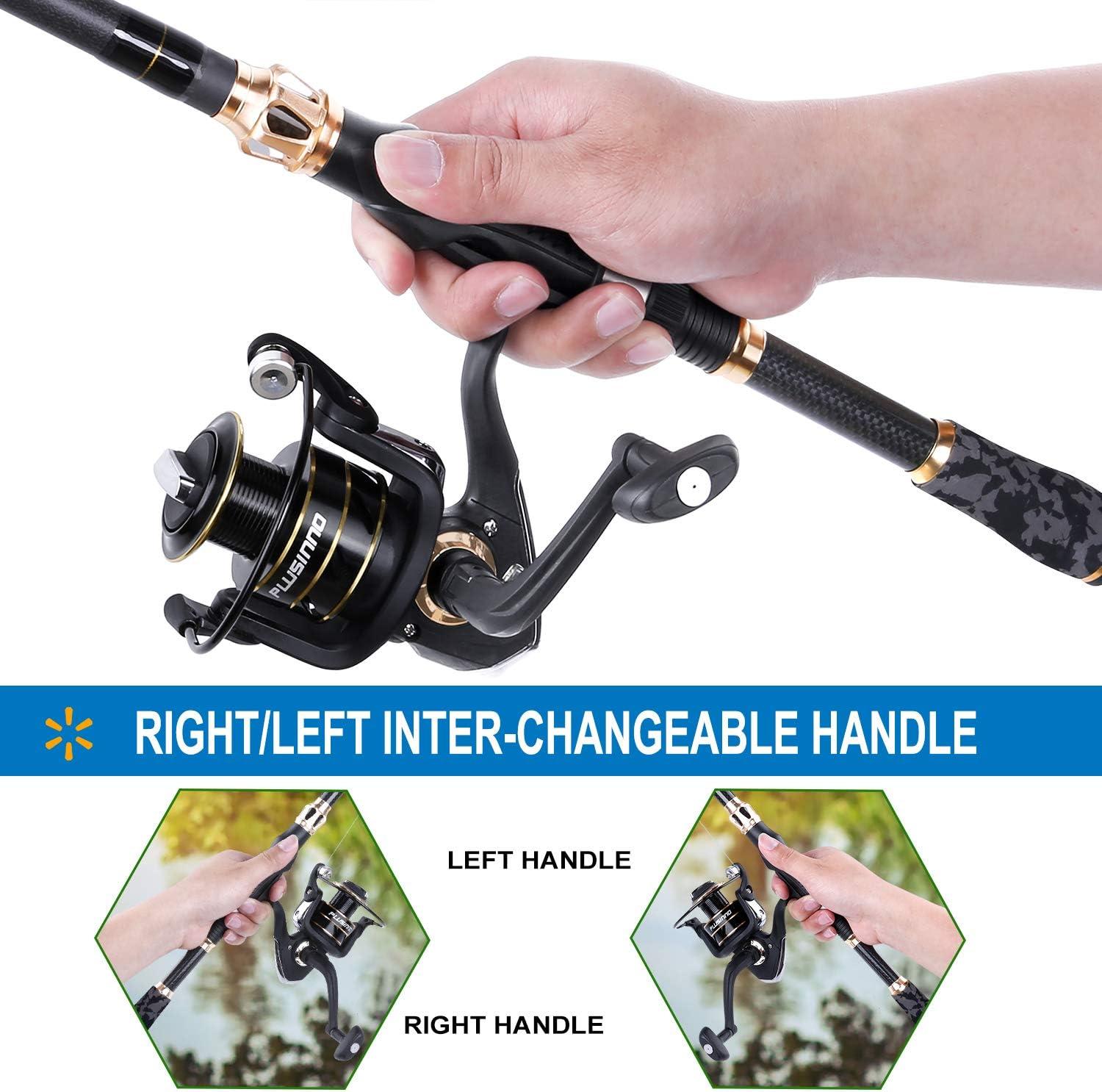 image:imagePLUSINNO Fishing Rod and Reel ComboFishing PoleTelescopic Fishing Rod Kit with Spinning Reel Telescopic Fishing Pole with Carrier Bag for Freshwater Saltwater for Men Womenextended handle fishing rodNo LuresLine