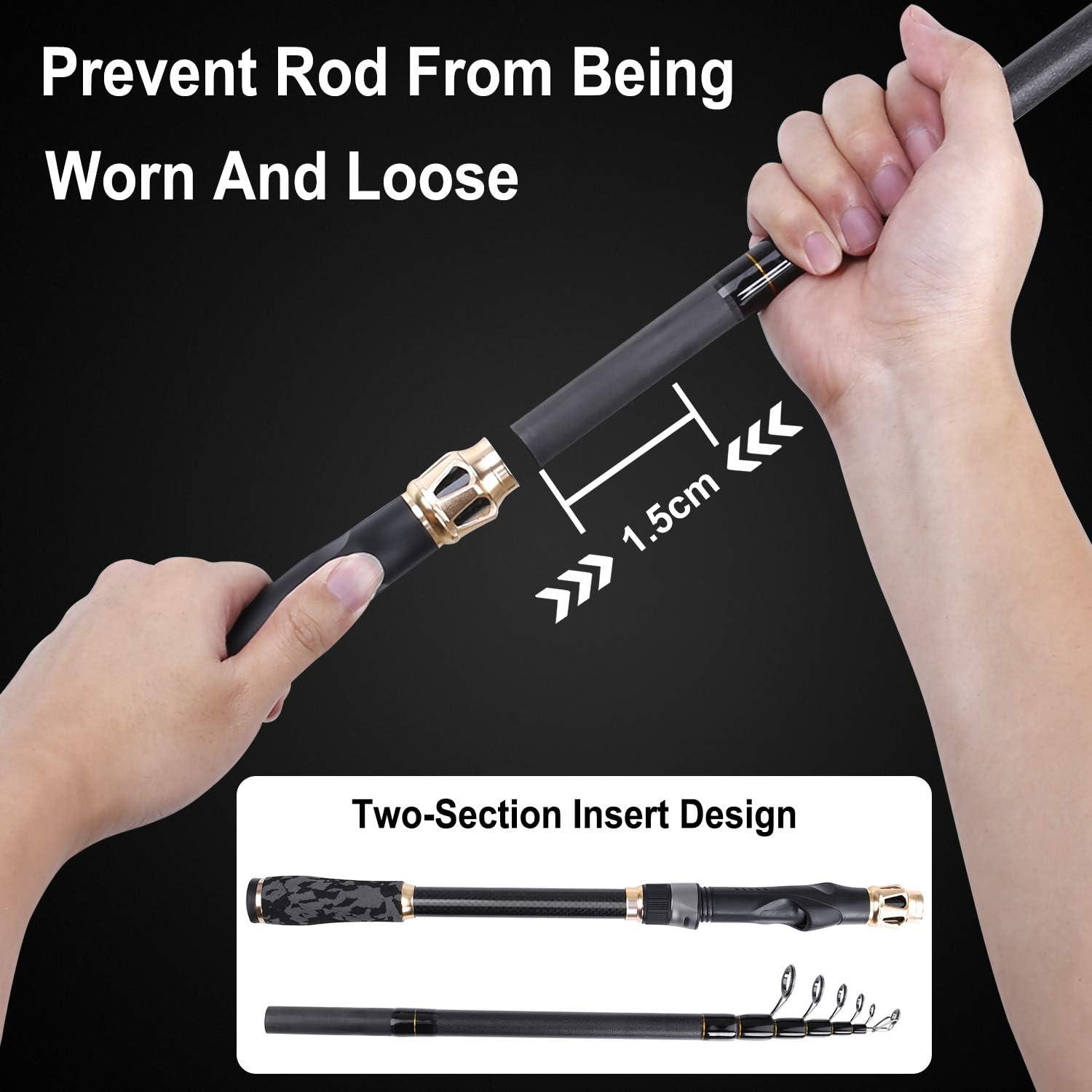 image:imagePLUSINNO Fishing Rod and Reel ComboFishing PoleTelescopic Fishing Rod Kit with Spinning Reel Telescopic Fishing Pole with Carrier Bag for Freshwater Saltwater for Men Womenextended handle fishing rodNo LuresLine
