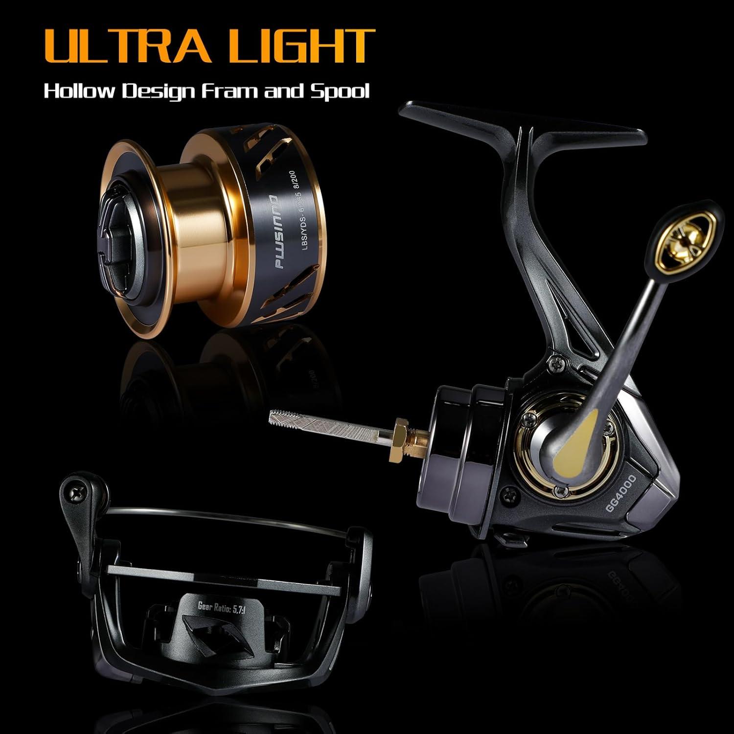 image:imagePLUSINNO GG Spinning Reel High Speed Fishing Reels with 511571 Gear Ratio 2230 LB Powerful Drag System 91BB Ultra Smooth Powerful Ultralight Spinning Reels for Freshwater and Saltwater