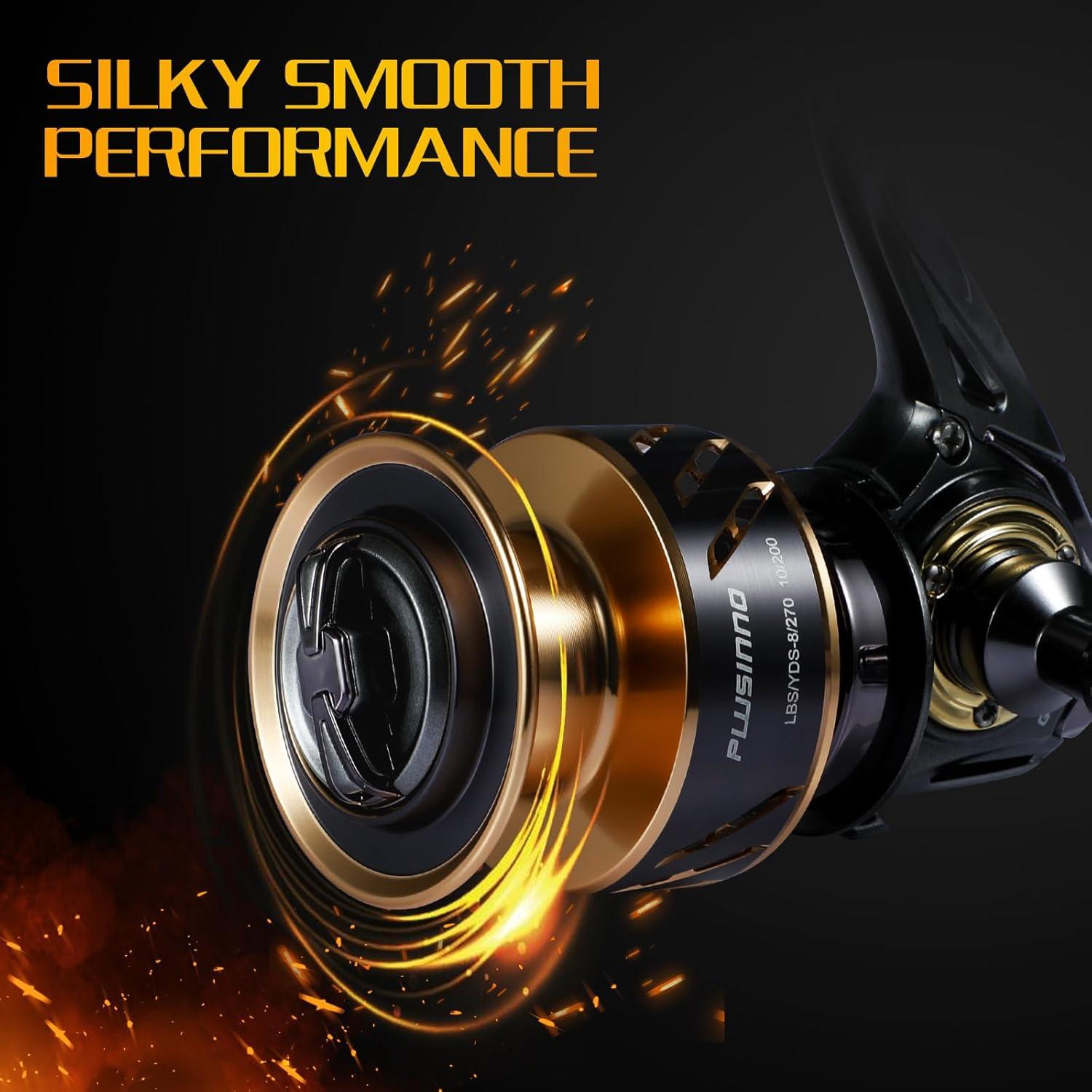 image:imagePLUSINNO GG Spinning Reel High Speed Fishing Reels with 511571 Gear Ratio 2230 LB Powerful Drag System 91BB Ultra Smooth Powerful Ultralight Spinning Reels for Freshwater and Saltwater
