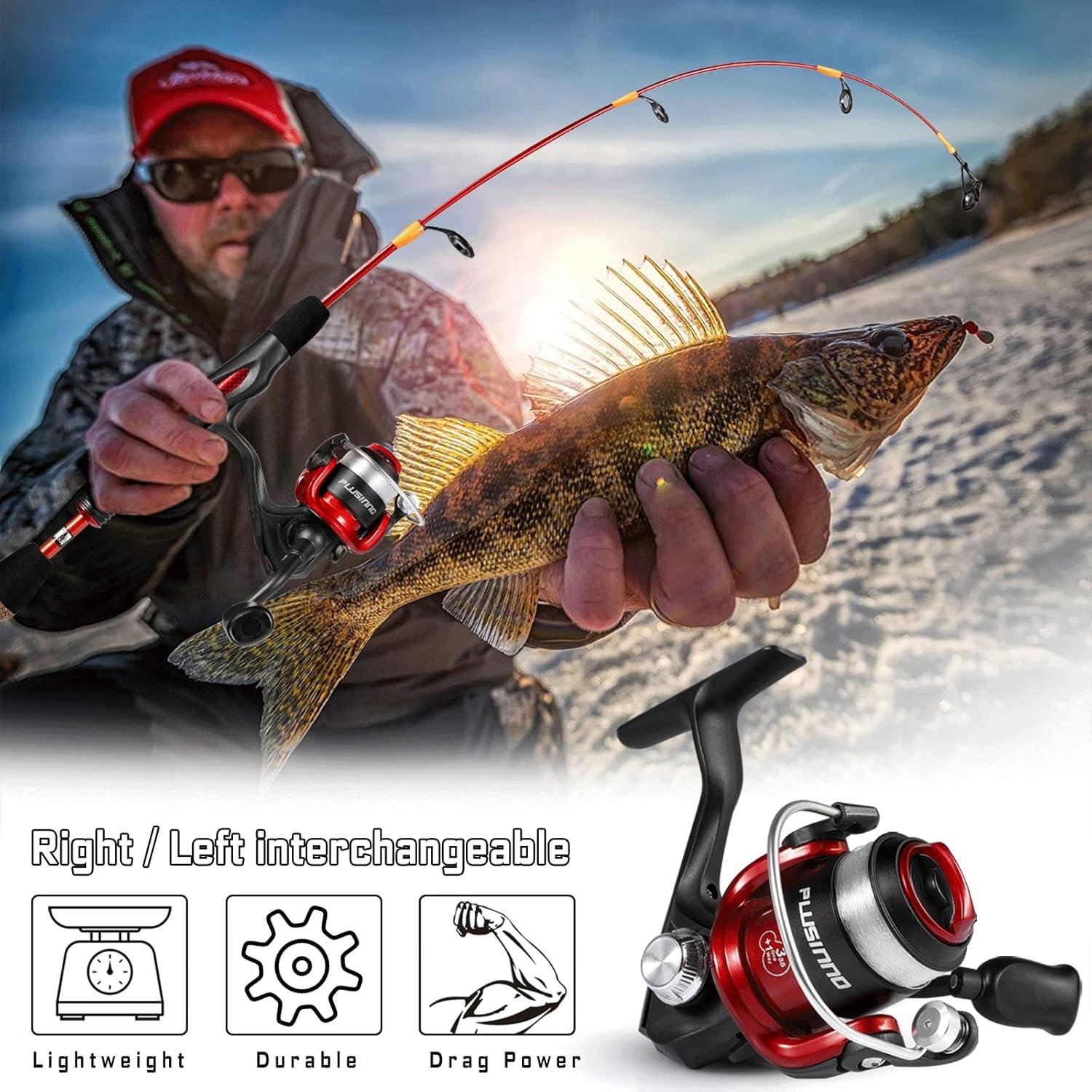 image:imagePLUSINNO Ice Fishing Rod Ultralight and Sensitive Ice Fishing Rod and Reel Combo 262728 for Trout Walleye Perch Panfish Bluegill CrappieIce Rod Combo with Lures