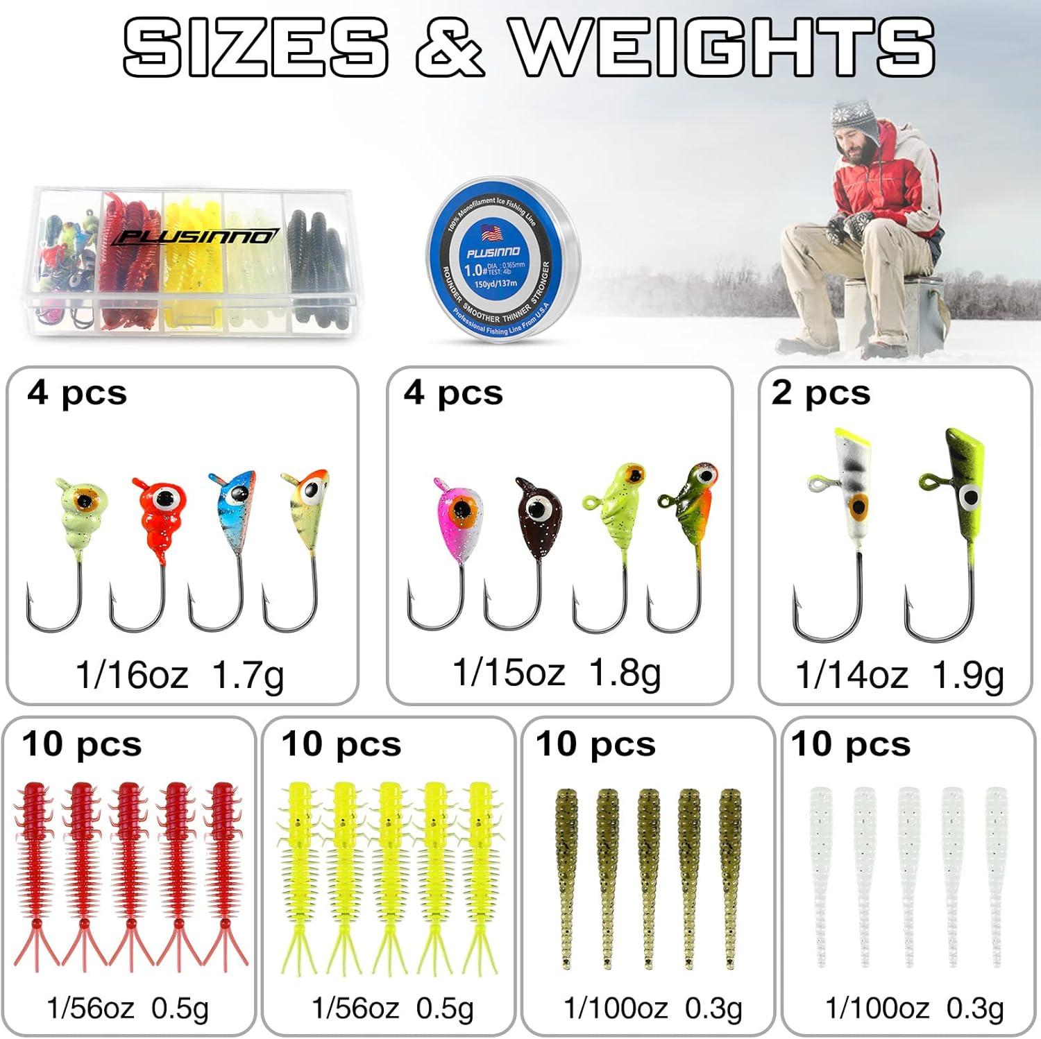 image:imagePLUSINNO Ice Fishing Rod Ultralight and Sensitive Ice Fishing Rod and Reel Combo 262728 for Trout Walleye Perch Panfish Bluegill CrappieIce Rod Combo with Lures