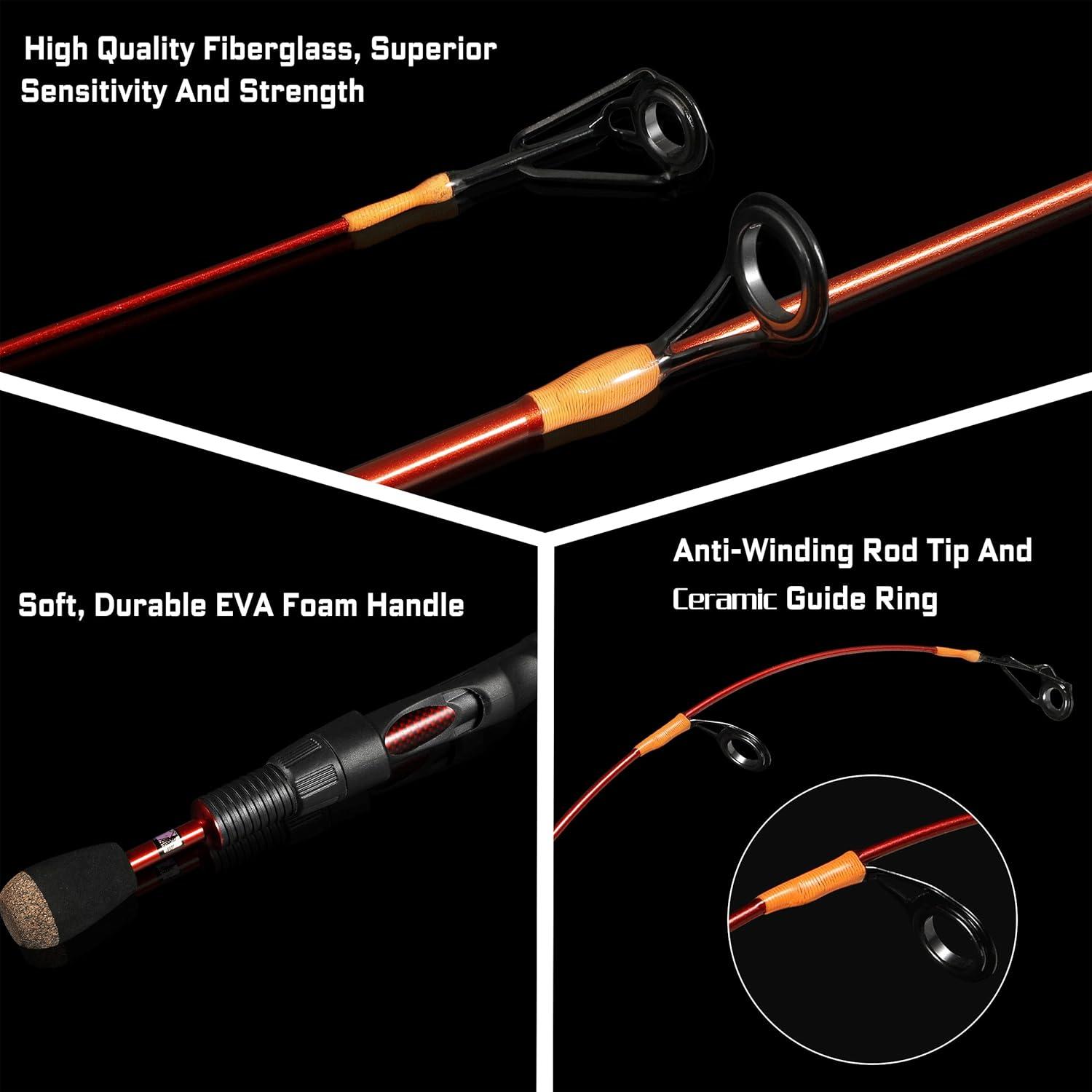 image:imagePLUSINNO Ice Fishing Rod Ultralight and Sensitive Ice Fishing Rod and Reel Combo 262728 for Trout Walleye Perch Panfish Bluegill CrappieIce Rod and Reel