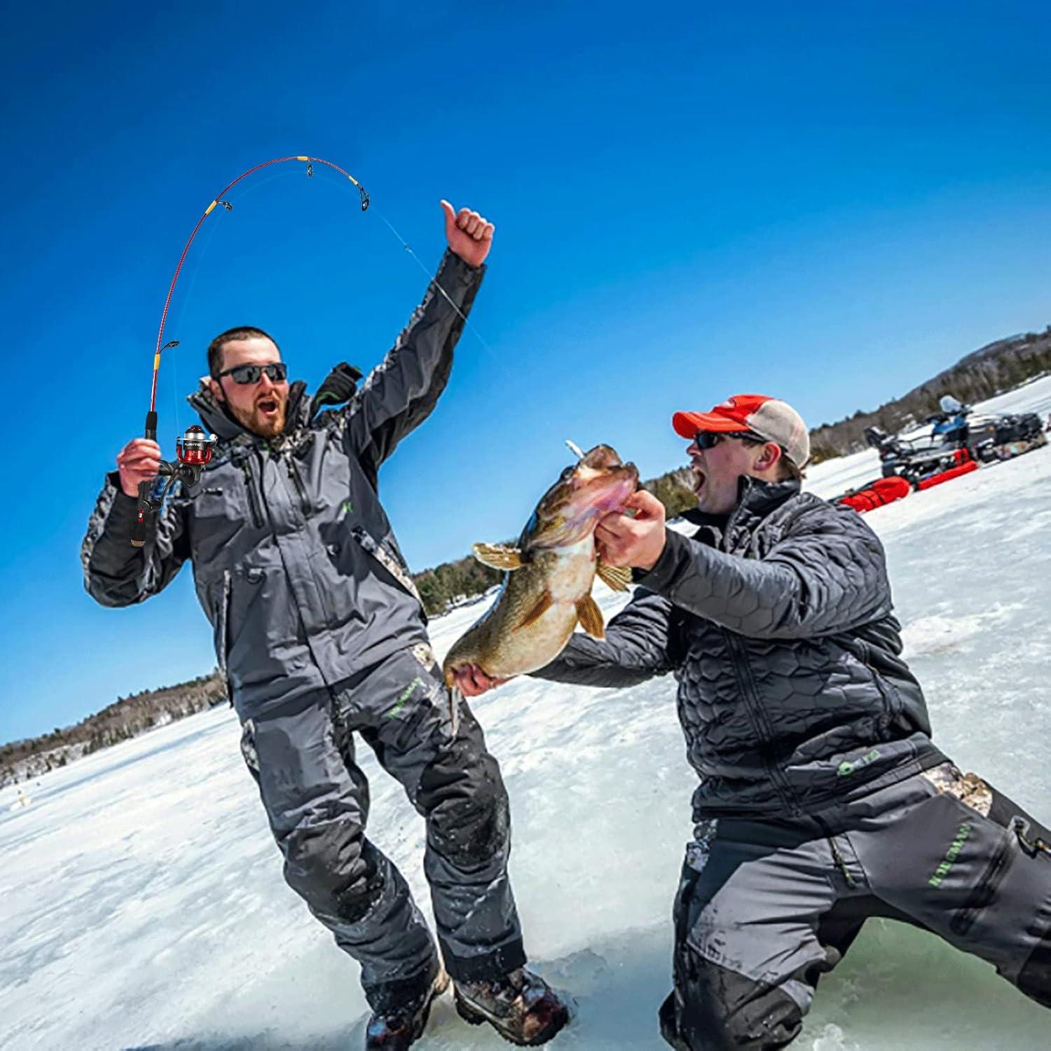 image:imagePLUSINNO Ice Fishing Rod Ultralight and Sensitive Ice Fishing Rod and Reel Combo 262728 for Trout Walleye Perch Panfish Bluegill CrappieIce Rod and Reel