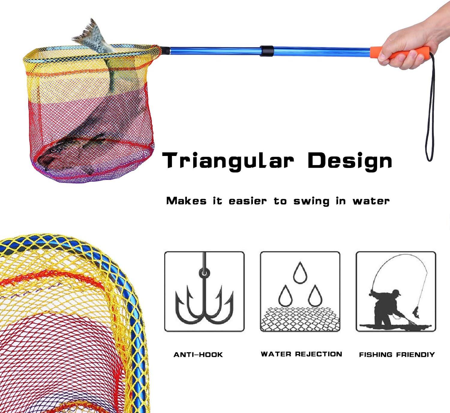 image:imagePLUSINNO Kids Fishing Net Telescopic Lightweight Landing Net with Aluminum Pole Handle and Nylon Mesh Catch and Release Butterfly Net for Kids Youth Outdoor1 PackBlue