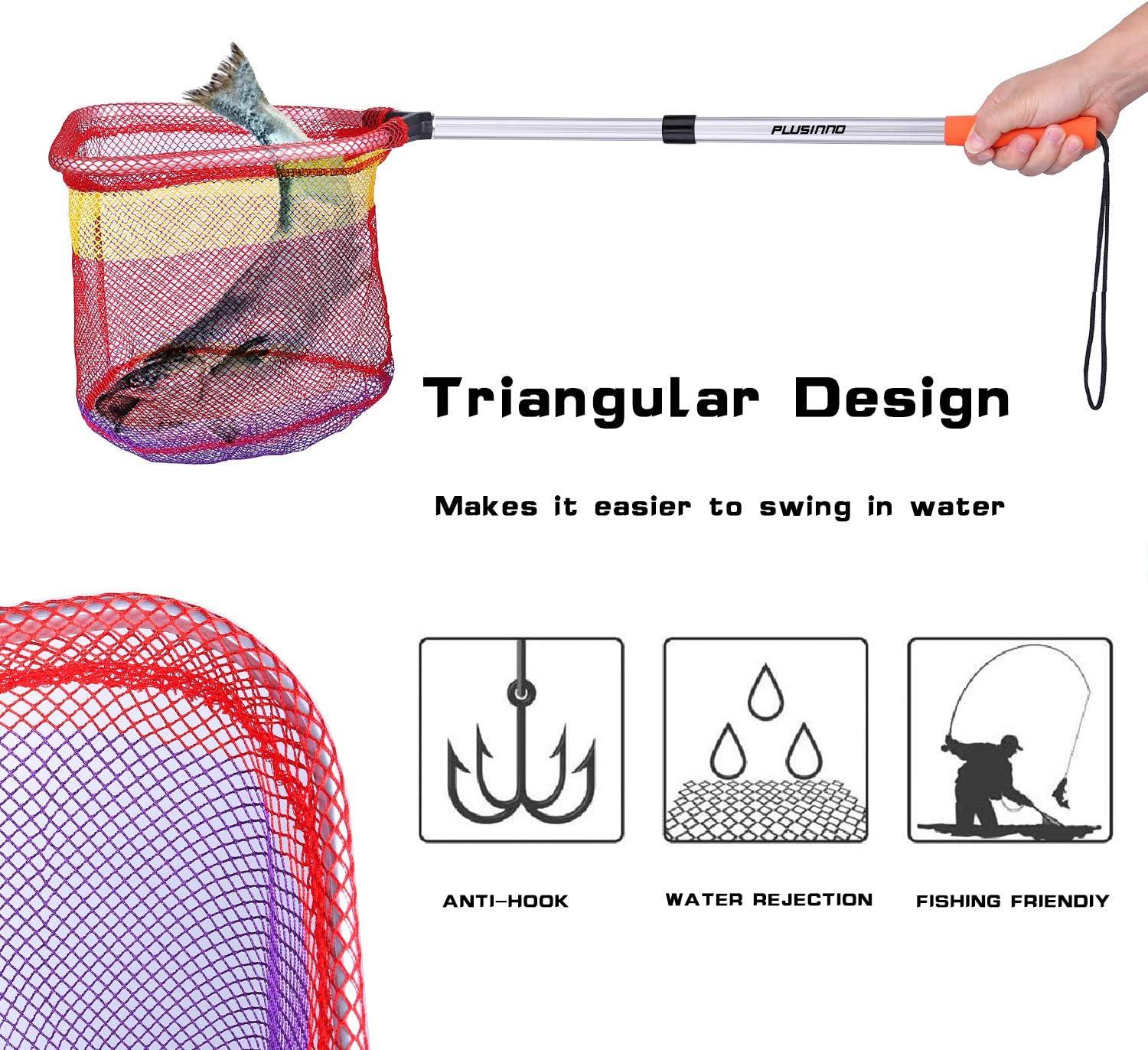 image:imagePLUSINNO Kids Fishing Net Telescopic Lightweight Landing Net with Aluminum Pole Handle and Nylon Mesh Catch and Release Butterfly Net for Kids Youth Outdoor1 PackSilver