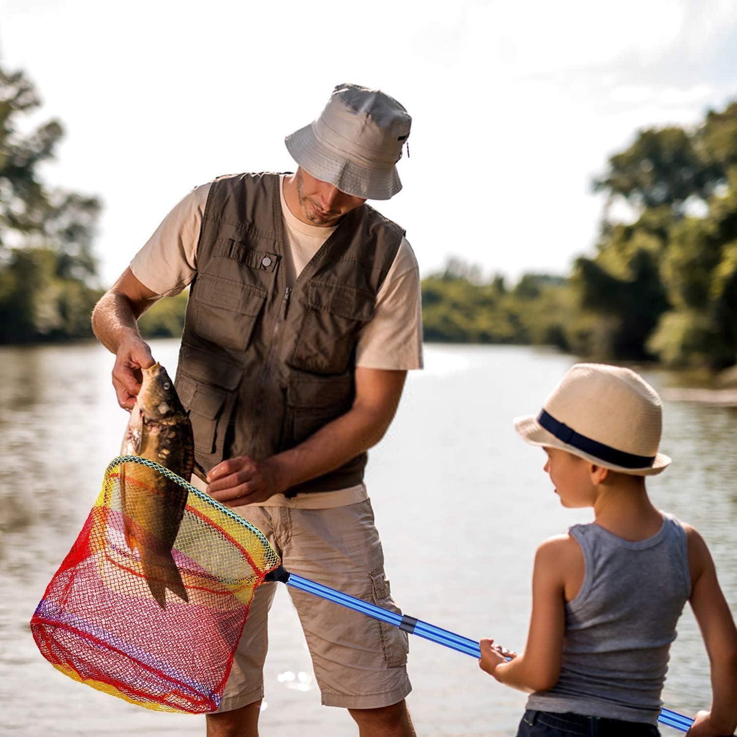 image:imagePLUSINNO Kids Fishing Net Telescopic Lightweight Landing Net with Aluminum Pole Handle and Nylon Mesh Catch and Release Butterfly Net for Kids Youth Outdoor2 Pack Blue