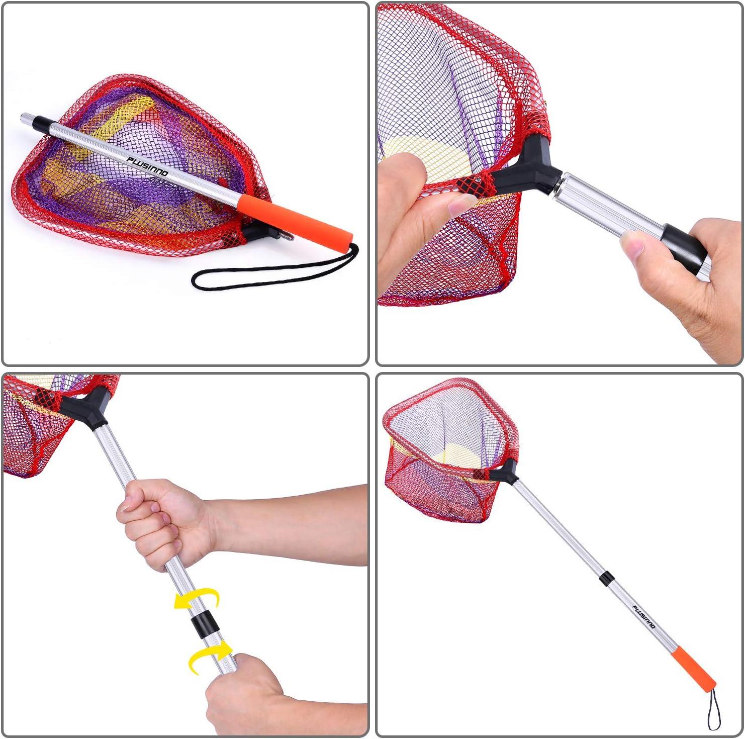 image:imagePLUSINNO Kids Fishing Net Telescopic Lightweight Landing Net with Aluminum Pole Handle and Nylon Mesh Catch and Release Butterfly Net for Kids Youth Outdoor1 PackSilver