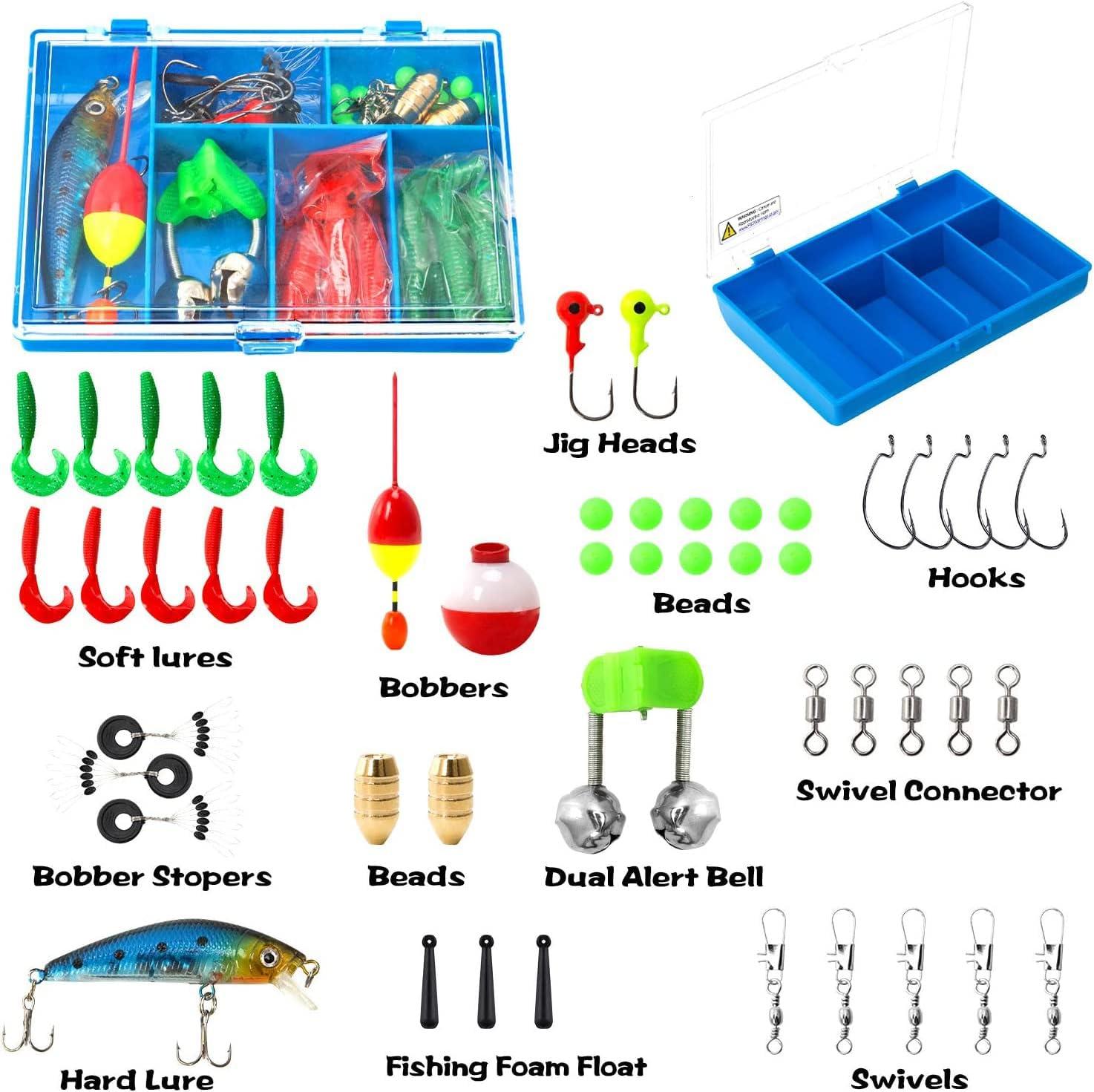 image:imagePLUSINNO Kids Fishing Pole Portable Telescopic Fishing Rod and Reel Combo Kit with Spincast Fishing Reel Tackle Box for Boys Girls YouthPink
