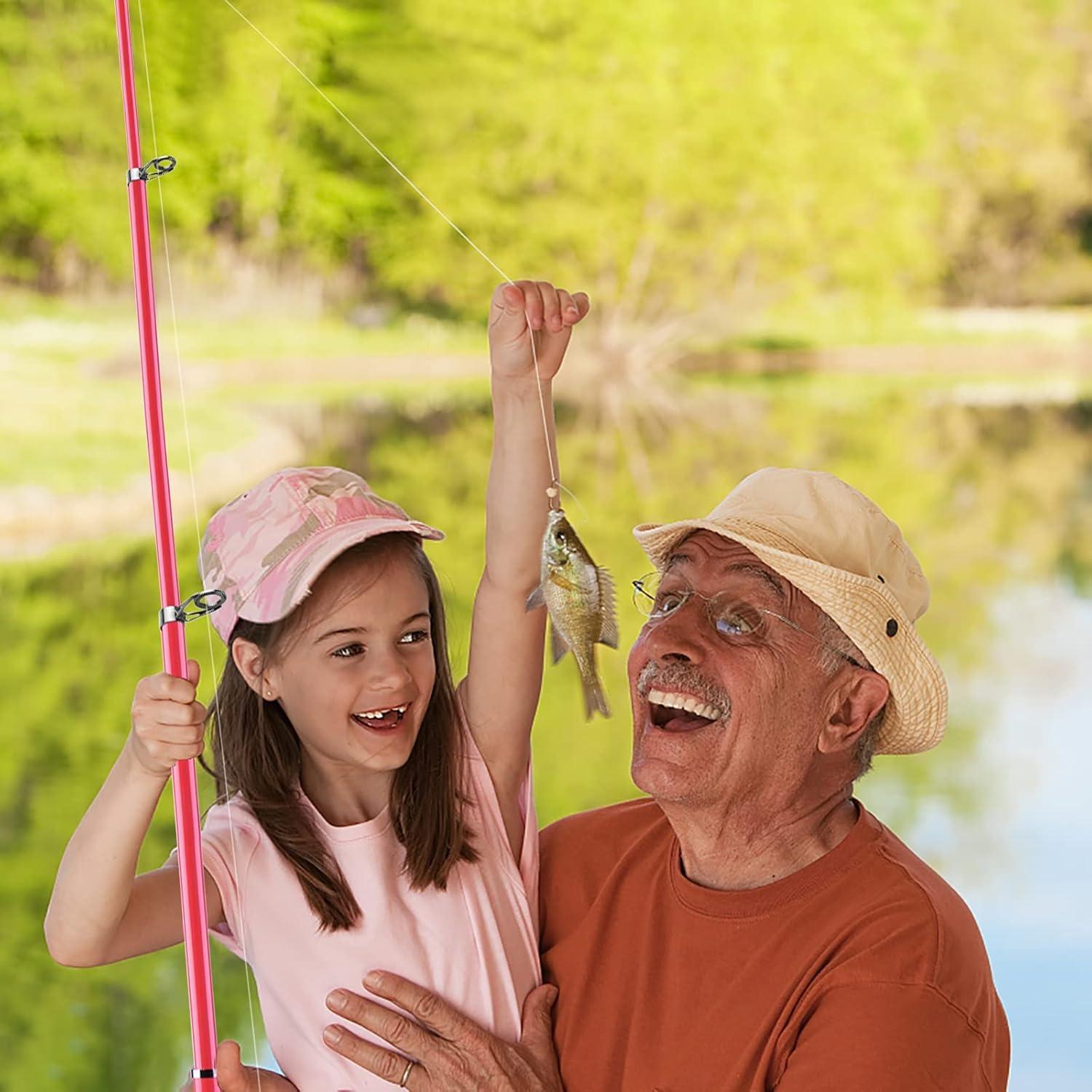 image:imagePLUSINNO Kids Fishing Pole with Spincast Reel Telescopic Fishing Rod Combo Full Kits for Boys Girls and AdultsRed