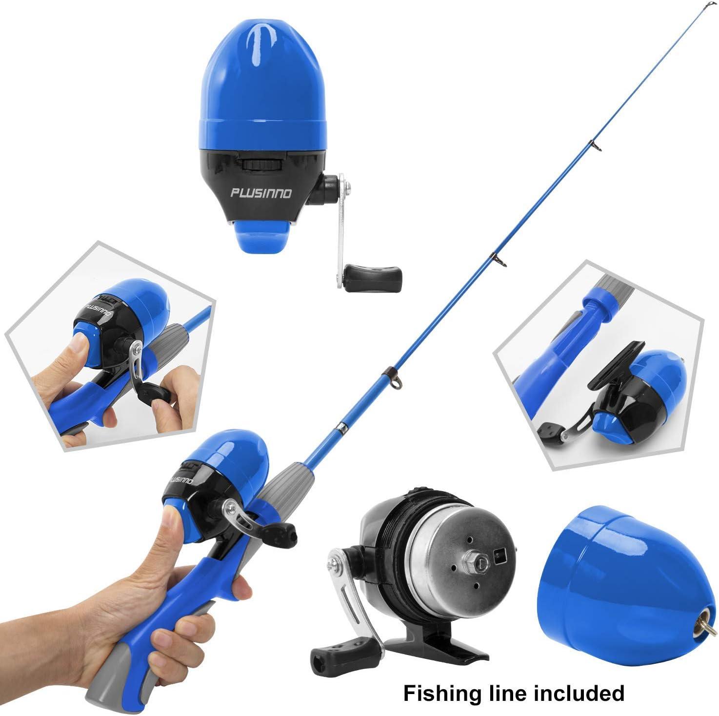 image:imagePLUSINNO Kids Fishing PoleIce Telescopic Fishing Rod and Reel Full Kits Spincast Youth Fishing Pole Fishing Gear for Kids Boys