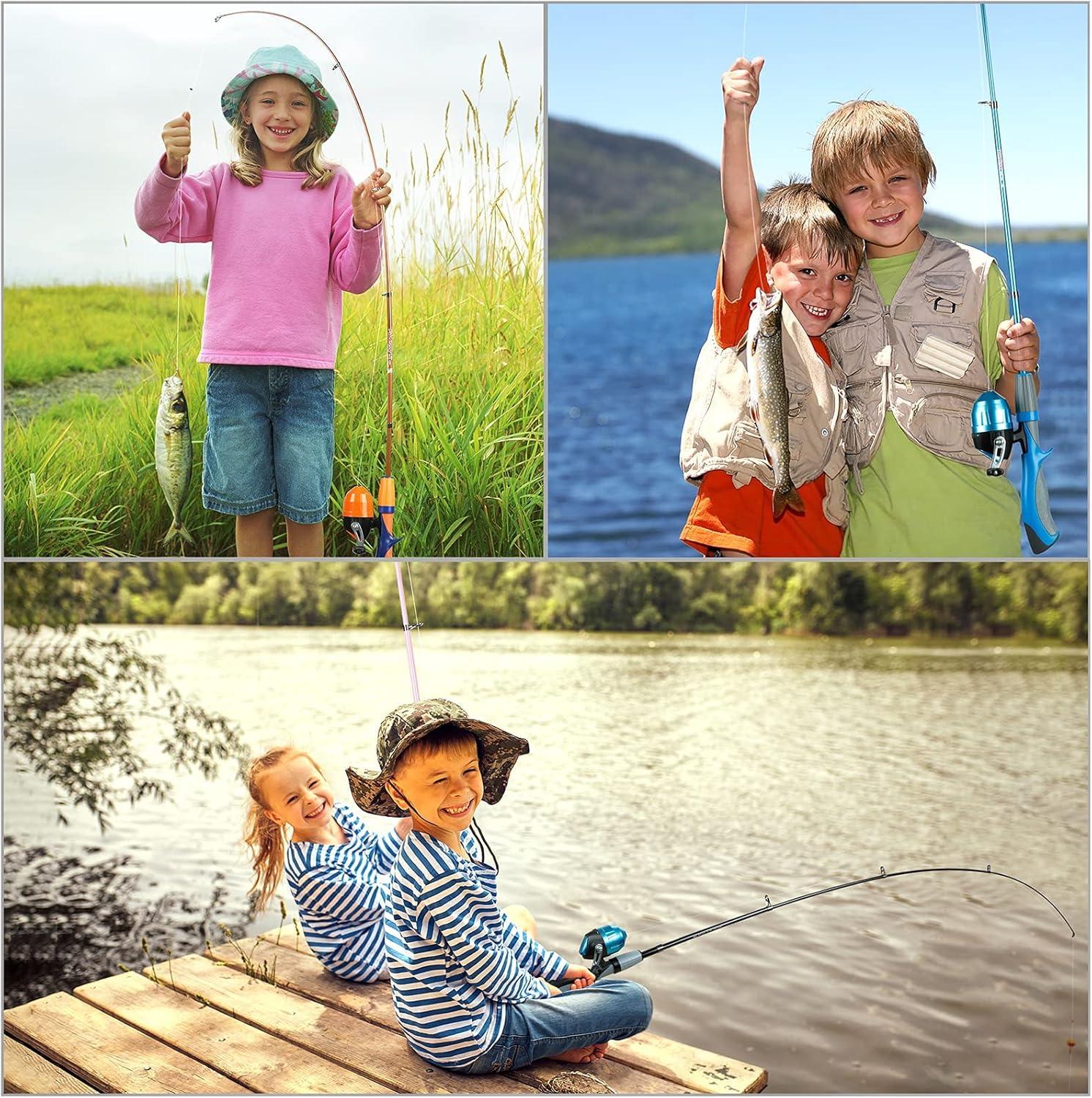 image:imagePLUSINNO Kids Fishing PoleIce Telescopic Fishing Rod and Reel Full Kits Spincast Youth Fishing Pole Fishing Gear for Kids Boys
