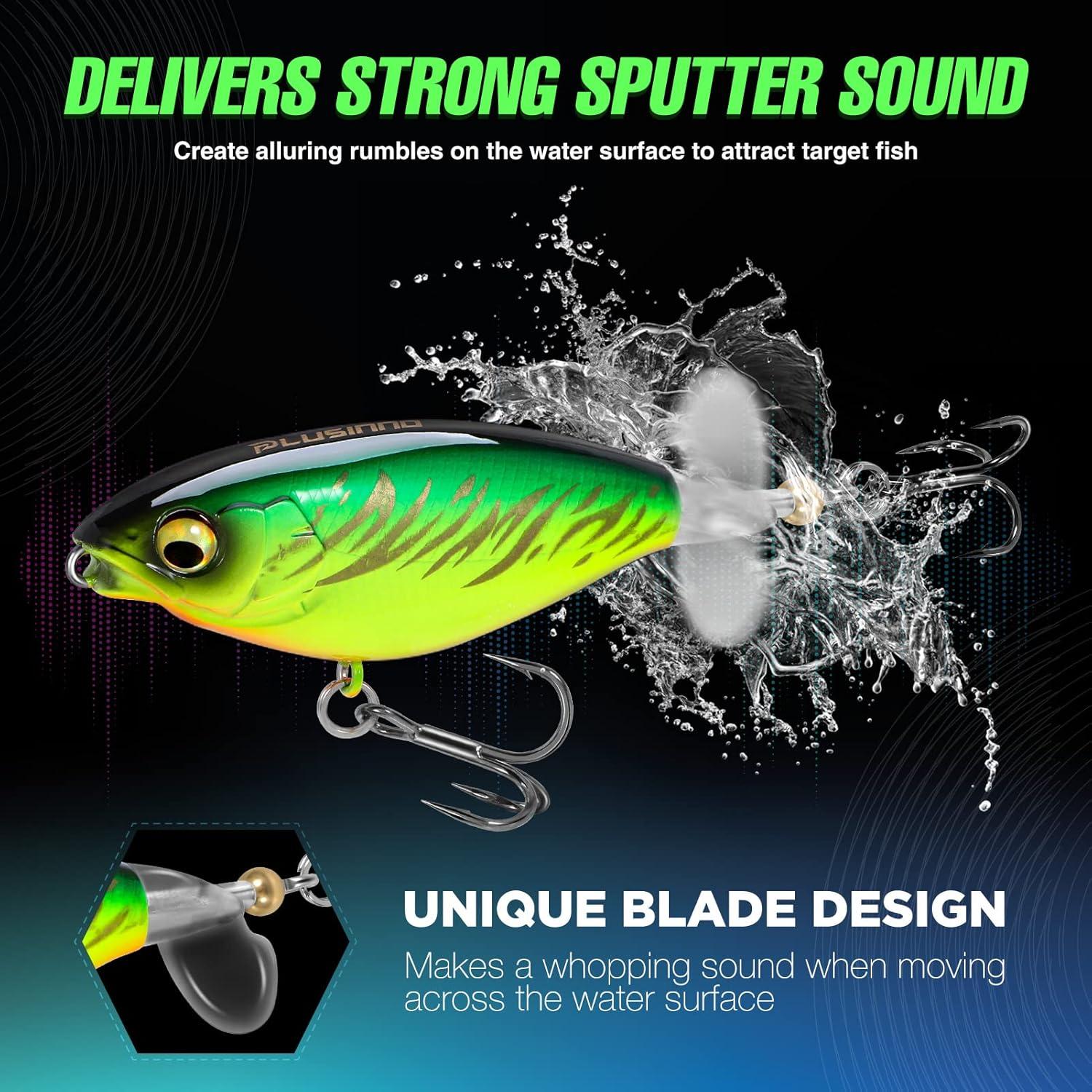 image:imagePLUSINNO Top Water Fishing Lures 4PCS Plopper Fishing Lures for Bass Trout Pike PerchType B