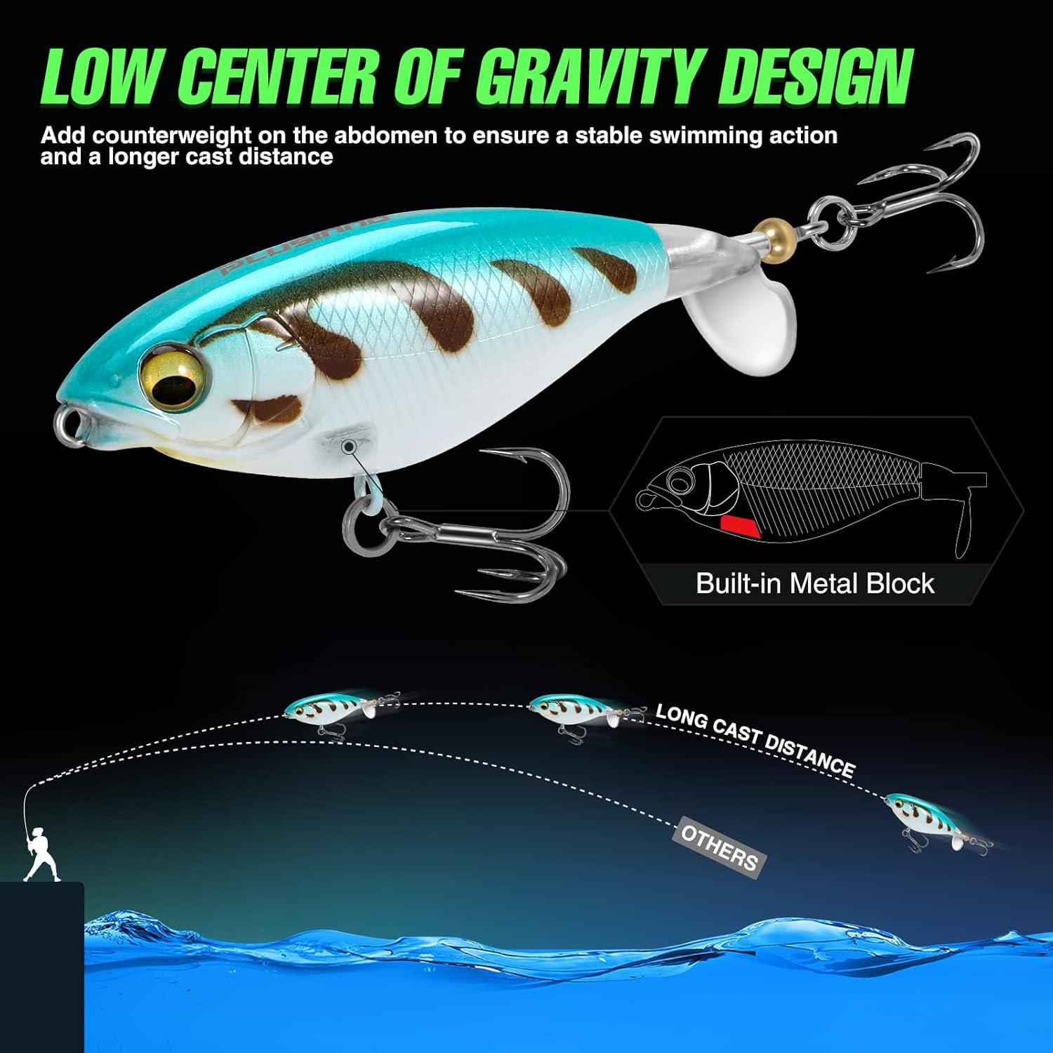 image:imagePLUSINNO Top Water Fishing Lures 4PCS Plopper Fishing Lures for Bass Trout Pike PerchType B