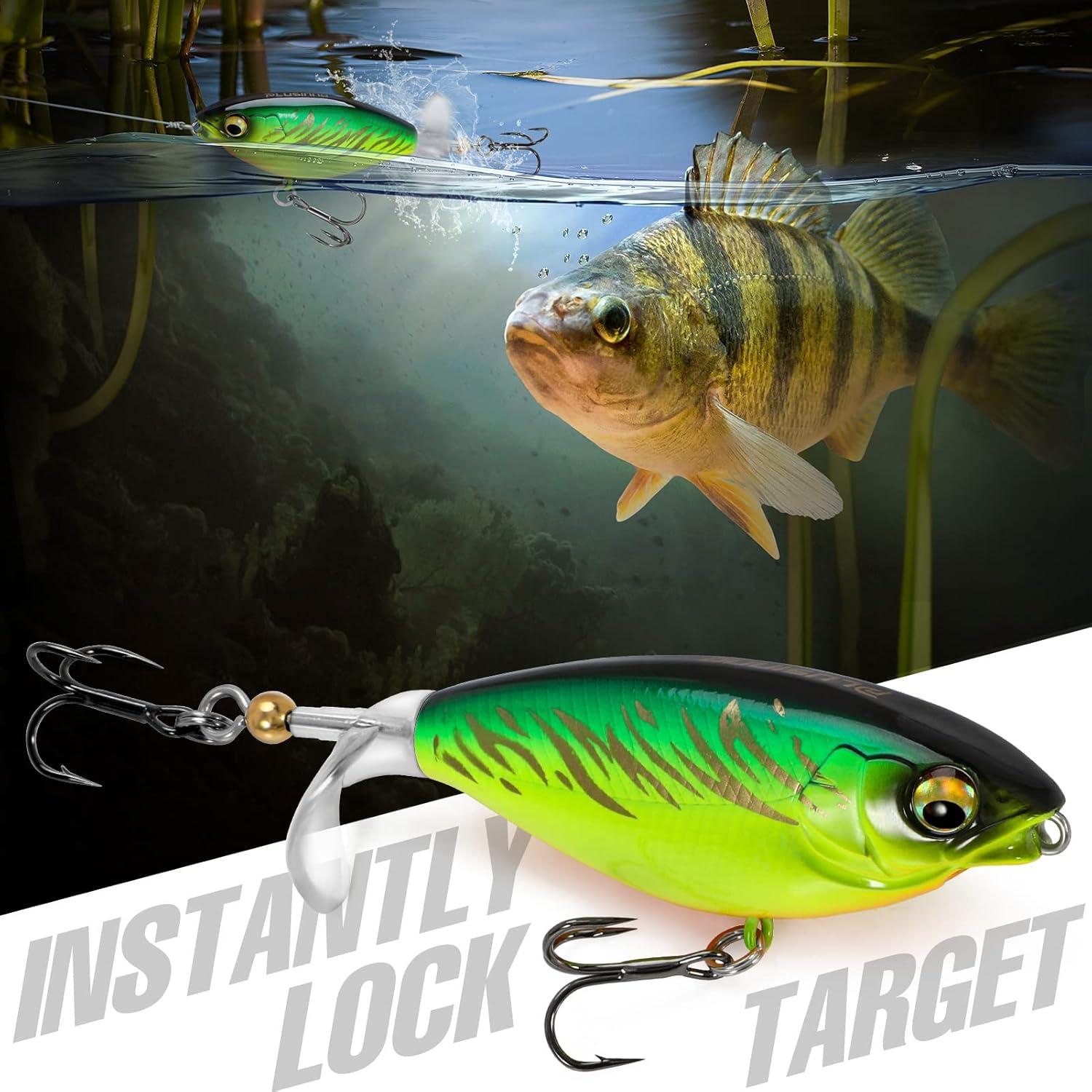 image:imagePLUSINNO Top Water Fishing Lures 4PCS Plopper Fishing Lures for Bass Trout Pike PerchType B