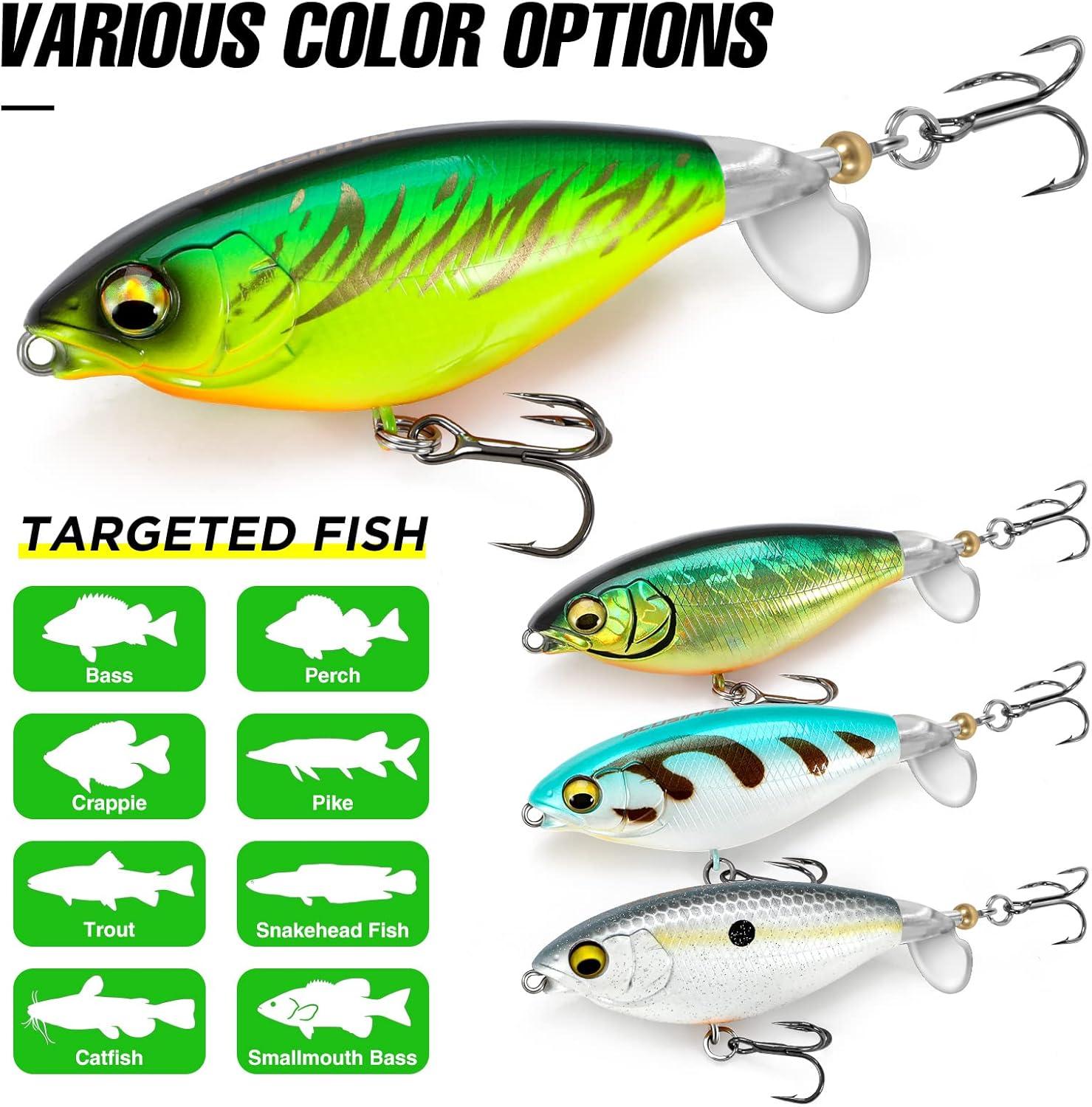 image:imagePLUSINNO Top Water Fishing Lures 4PCS Plopper Fishing Lures for Bass Trout Pike PerchType B