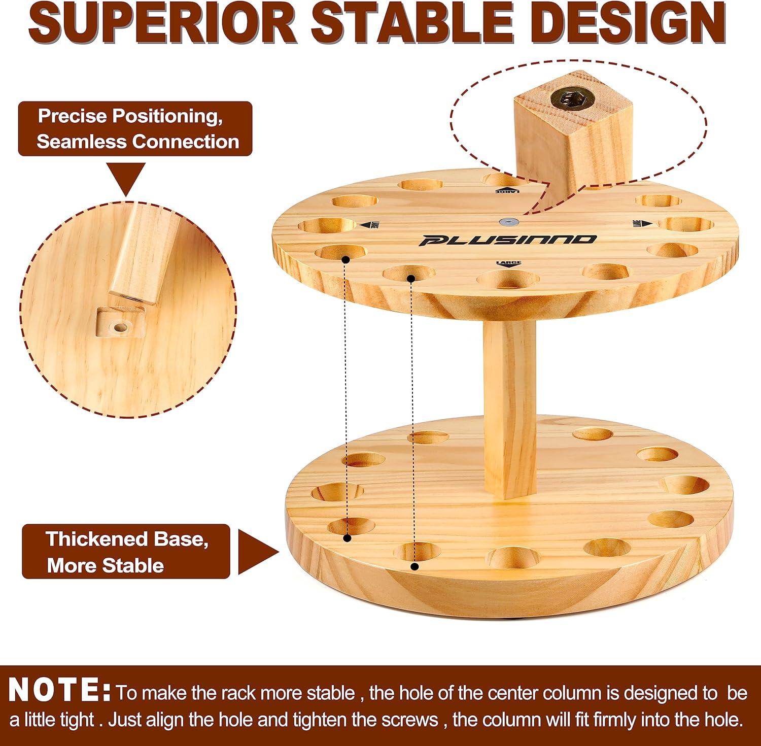 image:imagePLUSINNO V12 Fishing Rod Holders for Garage Vertical Fishing Pole Holders Wooden Round Storage Floor Stand Fishing RodPole Rack1PACK store 12 rods or combos
