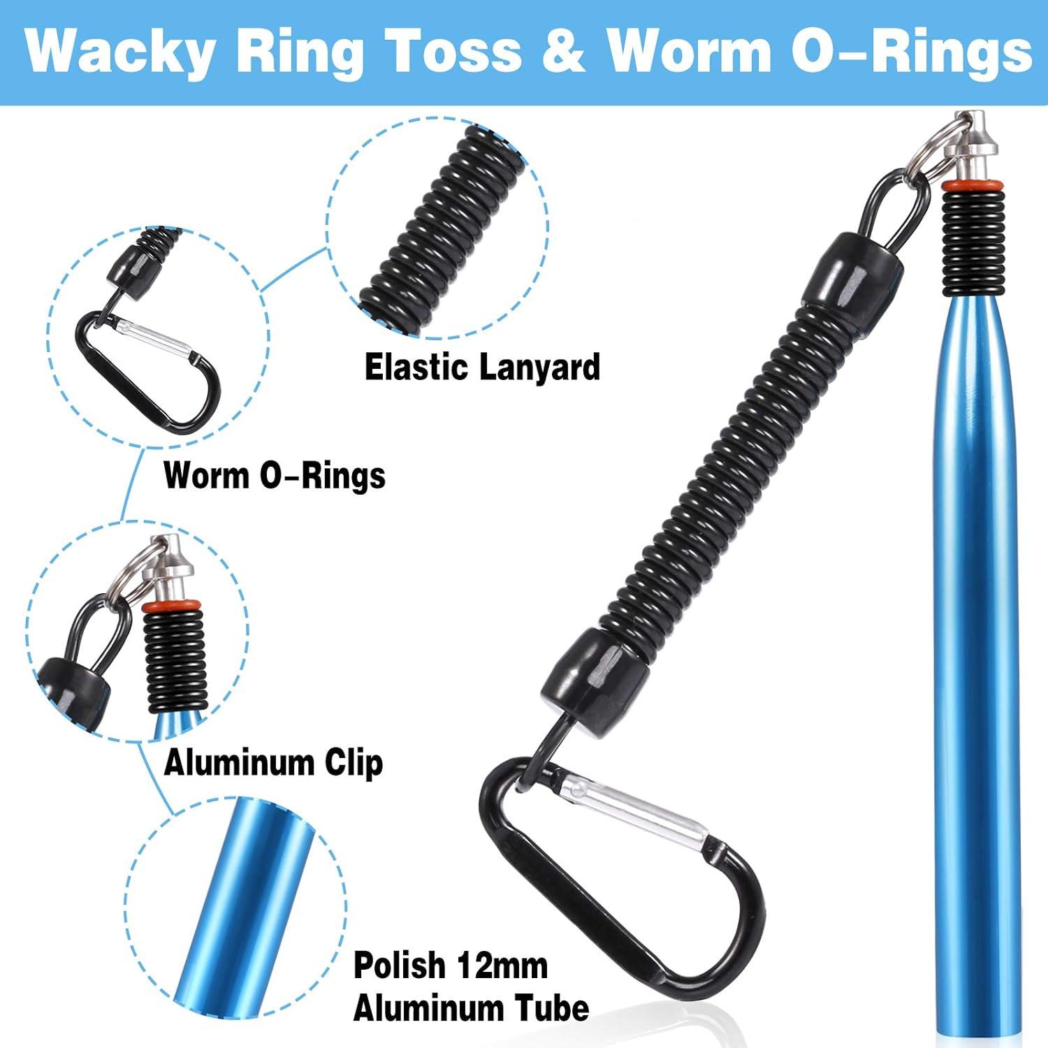 image:imagePLUSINNO Wacky Worm Fishing Lure Kit Soft Plastic Fishing Lures Grub Baits Hook Wacky Rig Bass Trout Fishing Worms Lures wTackle Box133PCS 55 Wacky Worm Fishing Lure Kit