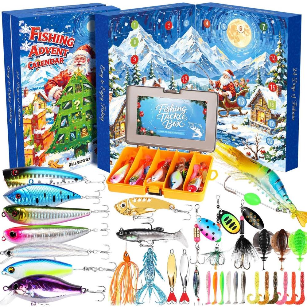 image:imagePLUSINNO Advent Calendar Fishing 2025 24 Days Fishing Lure Advent Calendar Fishing Tackle Christmas Countdown Advent Calendars Gifts for Adult Men Teen BoysFishing Advent Calendar 2025 with Box