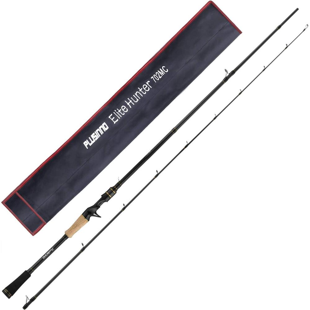 image:imagePLUSINNO Elite Hunter 7FT Fishing Rod IM 6 Graphite Spinning Rod and Casting Rod Stainless Steel Guides with SiC Inserts 7FTSpinning RodM PowerMSGolden