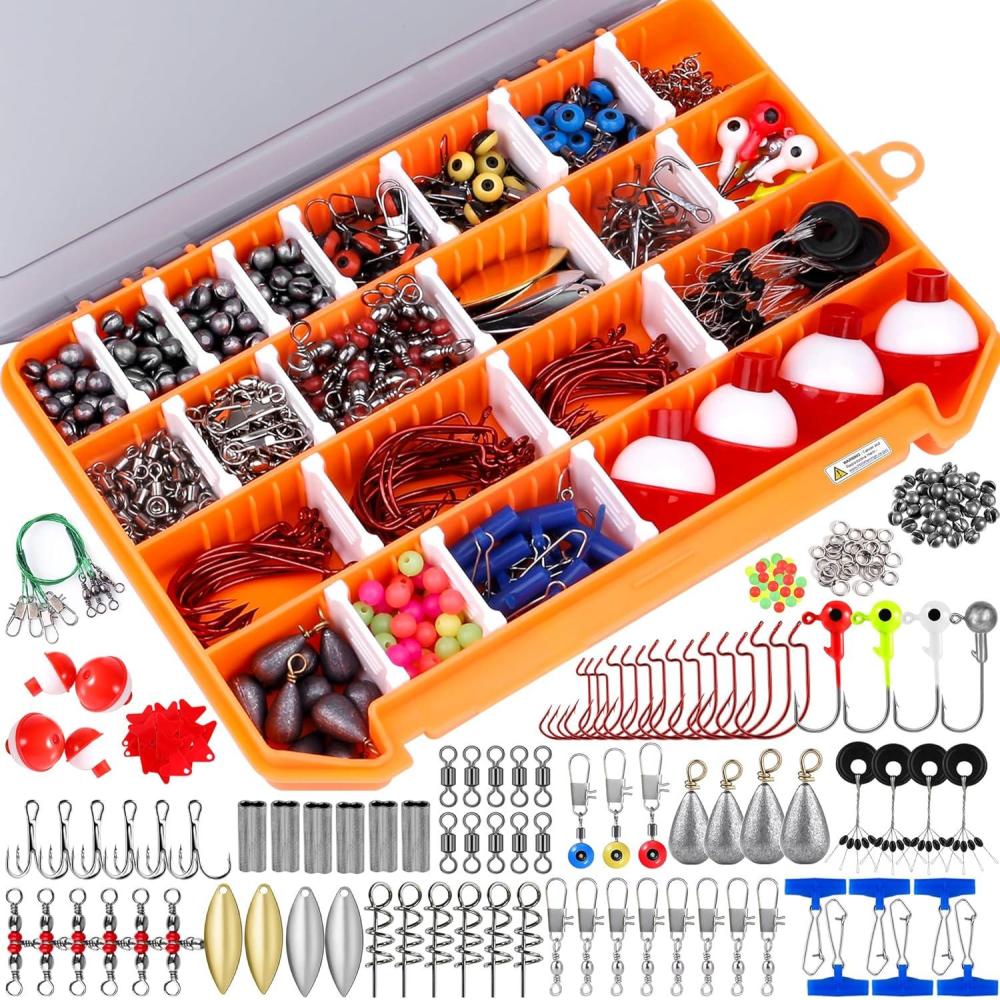 image:imagePLUSINNO Fishing Lures Baits Tackle Including Crankbaits Spinnerbaits Plastic Worms Jigs Topwater Lures Tackle Box and More Fishing Gear Lures Kit Set 102302Pcs Fishing Lure Tackle263Pcs Fishing Accessories Kit