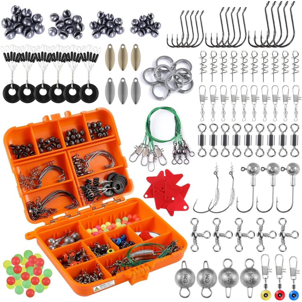 image:imagePLUSINNO Fishing Lures Baits Tackle Including Crankbaits Spinnerbaits Plastic Worms Jigs Topwater Lures Tackle Box and More Fishing Gear Lures Kit Set 102302Pcs Fishing Lure Tackle212Pcs Fishing Accessories Kit