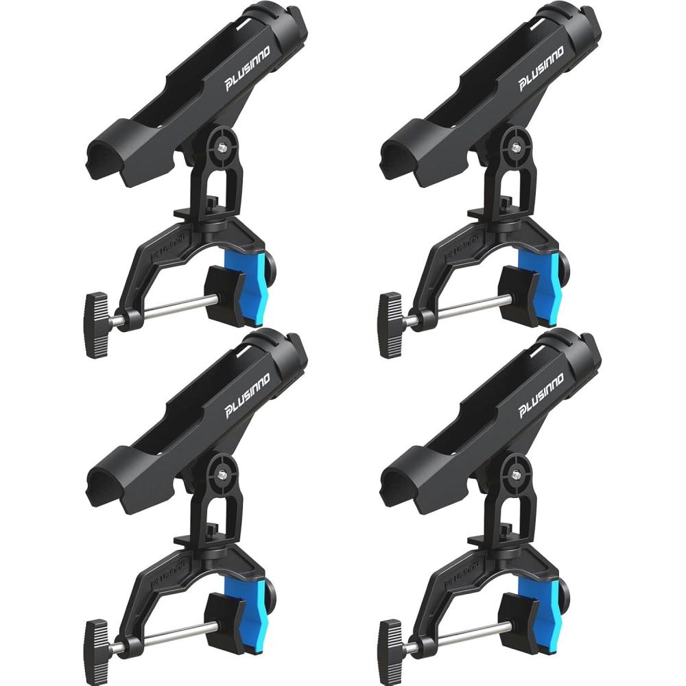 image:imagePLUSINNO Fishing Rod Holders Upgraded Fishing Rod Holder for Boat Stable Dual Vshaped Design Enlarge Clamp Up to 394 Inch Fit for RoundSquare Tube Flat Surface 360 Degree Adjustable Rod Holder