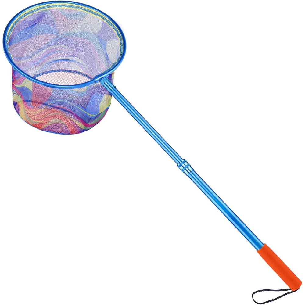 image:imagePLUSINNO Kids Fishing Net Telescopic Lightweight Landing Net with Aluminum Pole Handle and Nylon Mesh Catch and Release Butterfly Net for Kids Youth OutdoorRound 1 Pack