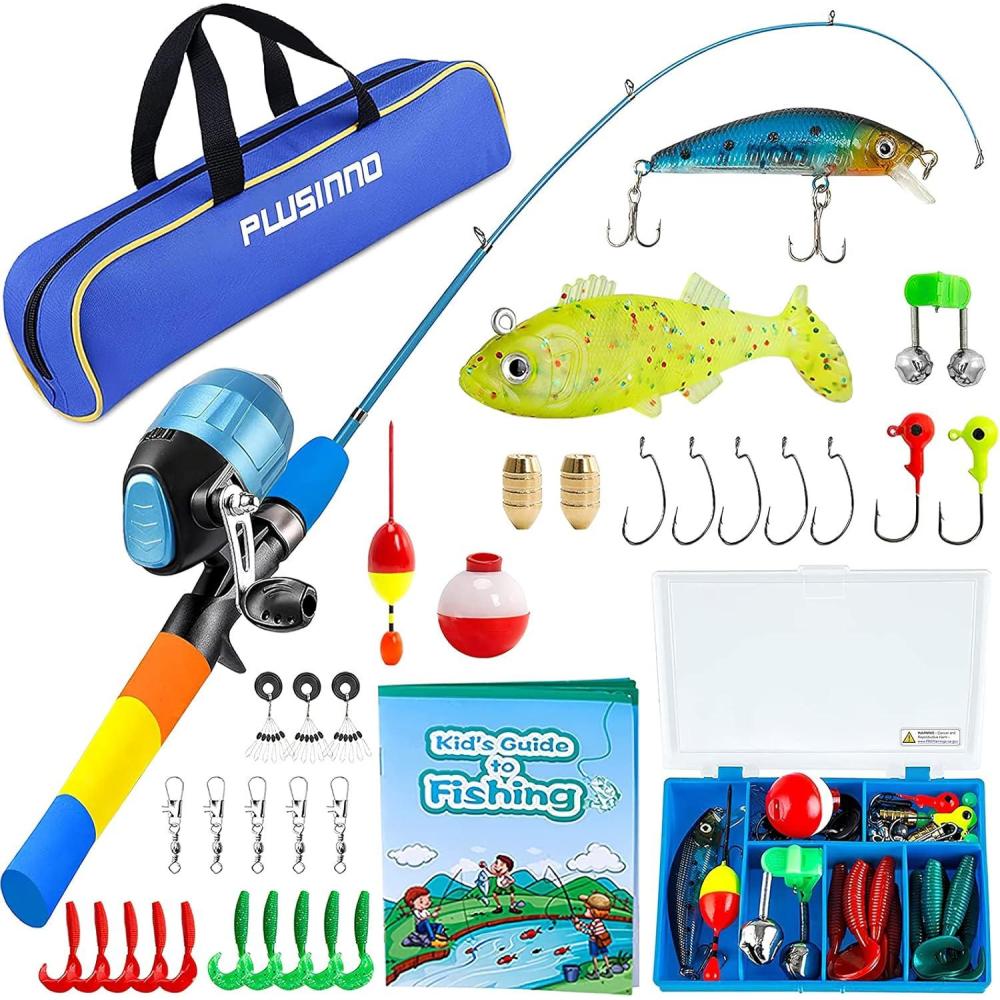 image:imagePLUSINNO Kids Fishing Pole  Kids Fishing Rod Reel Combo Starter Kit  with Tackle Box Practice Plug Beginners Guide and Travel Bag for Boys Girls and Youth