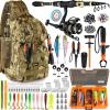 Khaki Camo Backpack With Rod and Reel Combo