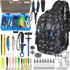 Black Camo Fishing Backpack With Tackle Box
