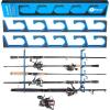 image:imagePLUSINNO H5 Horizontal Fishing RodPole Holders for Garage Wall or Ceiling Mounted Fishing Rod Rack Aviation Aluminum Fishing Holder Holds up to 51020 Rod or Combos Fishing Gear and Gifts for MenBlue 1packstore 5 fishing rods or combos