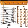 image:imagePLUSINNO H5 Horizontal Fishing RodPole Holders for Garage Wall or Ceiling Mounted Fishing Rod Rack Aviation Aluminum Fishing Holder Holds up to 51020 Rod or Combos Fishing Gear and Gifts for MenOrange 2packstore 10 fishing rods or combos