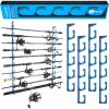 image:imagePLUSINNO H5 Horizontal Fishing RodPole Holders for Garage Wall or Ceiling Mounted Fishing Rod Rack Aviation Aluminum Fishing Holder Holds up to 51020 Rod or Combos Fishing Gear and Gifts for MenBlue 2packstore 10 fishing rods or combos