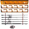 image:imagePLUSINNO H5 Horizontal Fishing RodPole Holders for Garage Wall or Ceiling Mounted Fishing Rod Rack Aviation Aluminum Fishing Holder Holds up to 51020 Rod or Combos Fishing Gear and Gifts for MenOrange 1packstore 5 fishing rods or combos