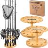 image:imagePLUSINNO V12 Fishing Rod Holders for Garage Vertical Fishing Pole Holders Wooden Round Storage Floor Stand Fishing RodPole Rack2pack Store 24 Rods Or Combos