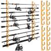 image:imagePLUSINNO WH5 Horizontal Fishing RodPole Holders for Garage Wall or Ceiling Mounted Rack Solid Wood Fishing Rod Holder Holds up to 51020 Rods or Combos Fishing Gear Gifts for Men2packstore 10 fishing rods or combos