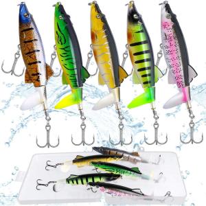 Fishing Lure Set Bass with Topwater Floating Rotating Tail Artificial Hard Bait
