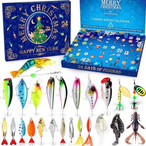 PLUSINNO Advent Calendar Fishing 2025, 24 Days Fishing Lure Advent Calendar Fishing Tackle, Christmas Countdown Advent Calendars Gifts for Adult Men Teen Boys(Fishing Advent Calendar 2025 not Box)