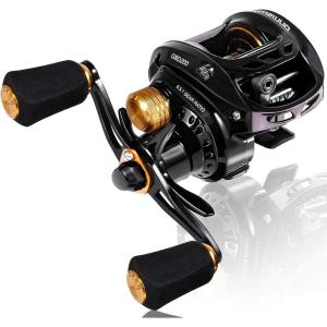 PLUSINNO Elite Hunter Baitcasting Fishing Reel Ultra Smooth 11LB Carbon Fiber Drag, 6.5:1 Gear Ratio,5+ 1 Shielded Ball Bearings, Rubber Handle Knobs