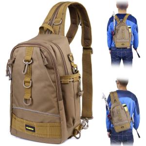 PLUSINNO Fishing Backpack with Rod Holder, Water-Resistant Tackle Bag, Ideal Gifts for Men