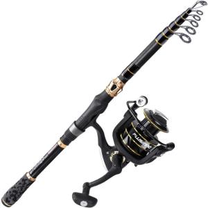 PLUSINNO Fishing Rod and Reel Combo,Fishing Pole,Telescopic Fishing Rod Kit with Spinning Reel, Telescopic Fishing Pole with Carrier Bag for Freshwater Saltwater for Men Women(extended handle fishing rod(No Lures&Line))