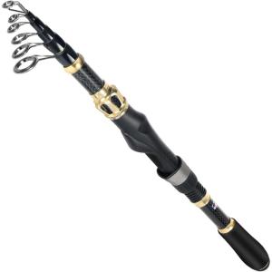 PLUSINNO Fishing Rod and Reel Combo,Fishing Pole,Telescopic Fishing Rod Kit with Spinning Reel, Telescopic Fishing Pole with Carrier Bag for Freshwater Saltwater for Men Women(Elite Hunter Single Fishing Rod(No Reel &Lure))
