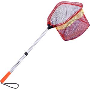 PLUSINNO Kids Fishing Net, Telescopic Lightweight Landing Net with Aluminum Pole Handle and Nylon Mesh, Catch and Release Butterfly Net for Kids Youth Outdoor(1 Pack-Silver)
