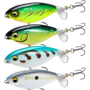 PLUSINNO Top Water Fishing Lures, 4PCS Plopper Fishing Lures for Bass Trout Pike Perch(Type B)