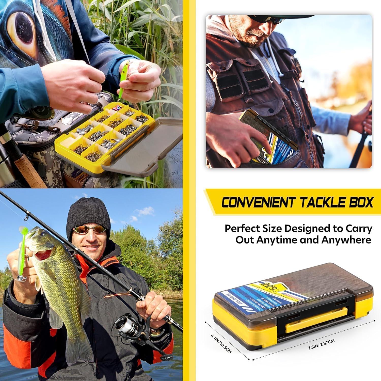 image:imagePLUSINNO 253387pcs Fishing Gear Accessories Kit Fishing Tackle Box with Tackle Included Fishing Hooks Fishing Weights Sinkers Spinner Blade Fishing Equipment for Bass Trout Bluegill Crappie229pcs Fishing Accessories Kit