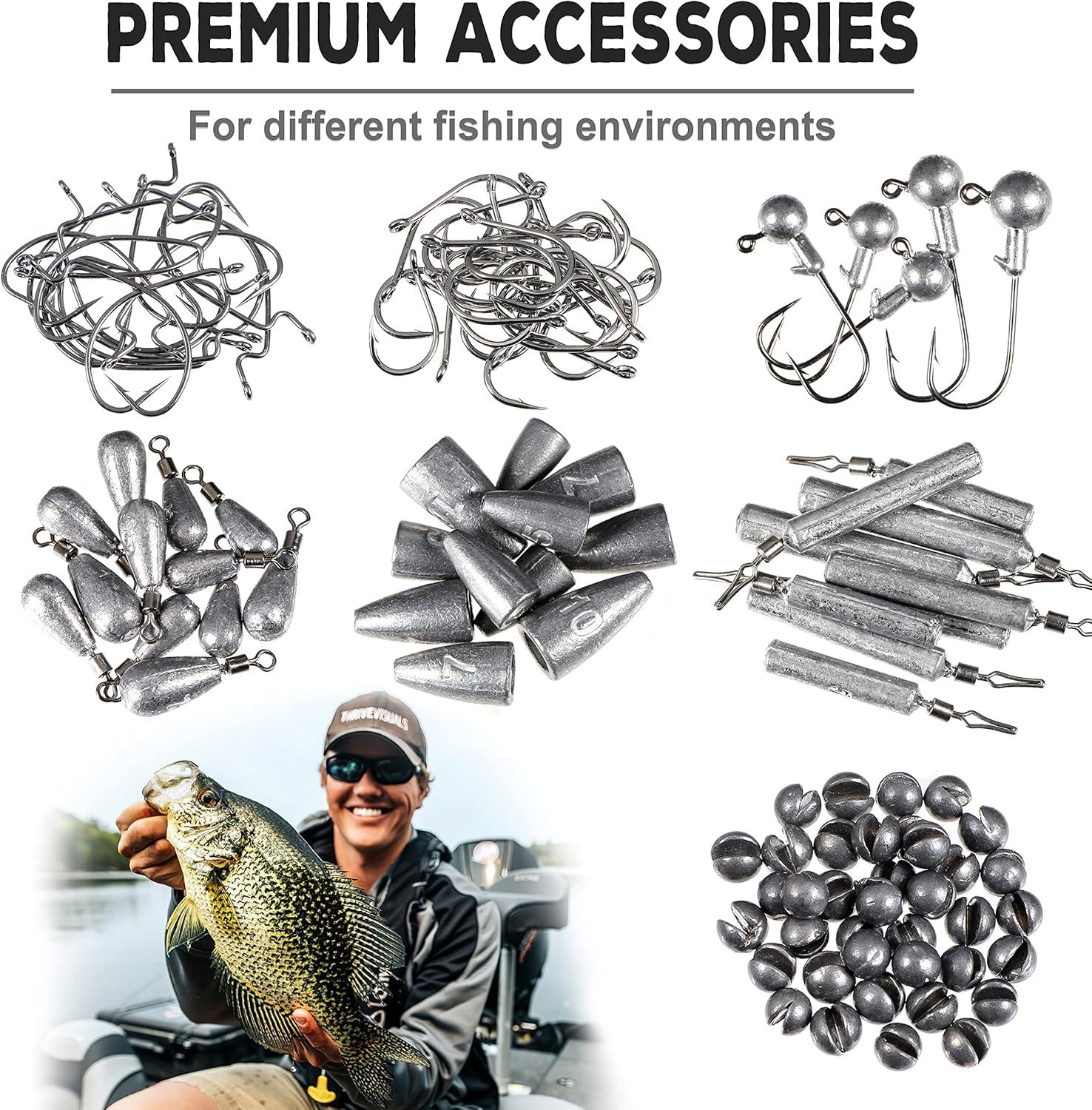 image:imagePLUSINNO 253387pcs Fishing Gear Accessories Kit Fishing Tackle Box with Tackle Included Fishing Hooks Fishing Weights Sinkers Spinner Blade Fishing Equipment for Bass Trout Bluegill Crappie387pcs Fishing Accessories Kit